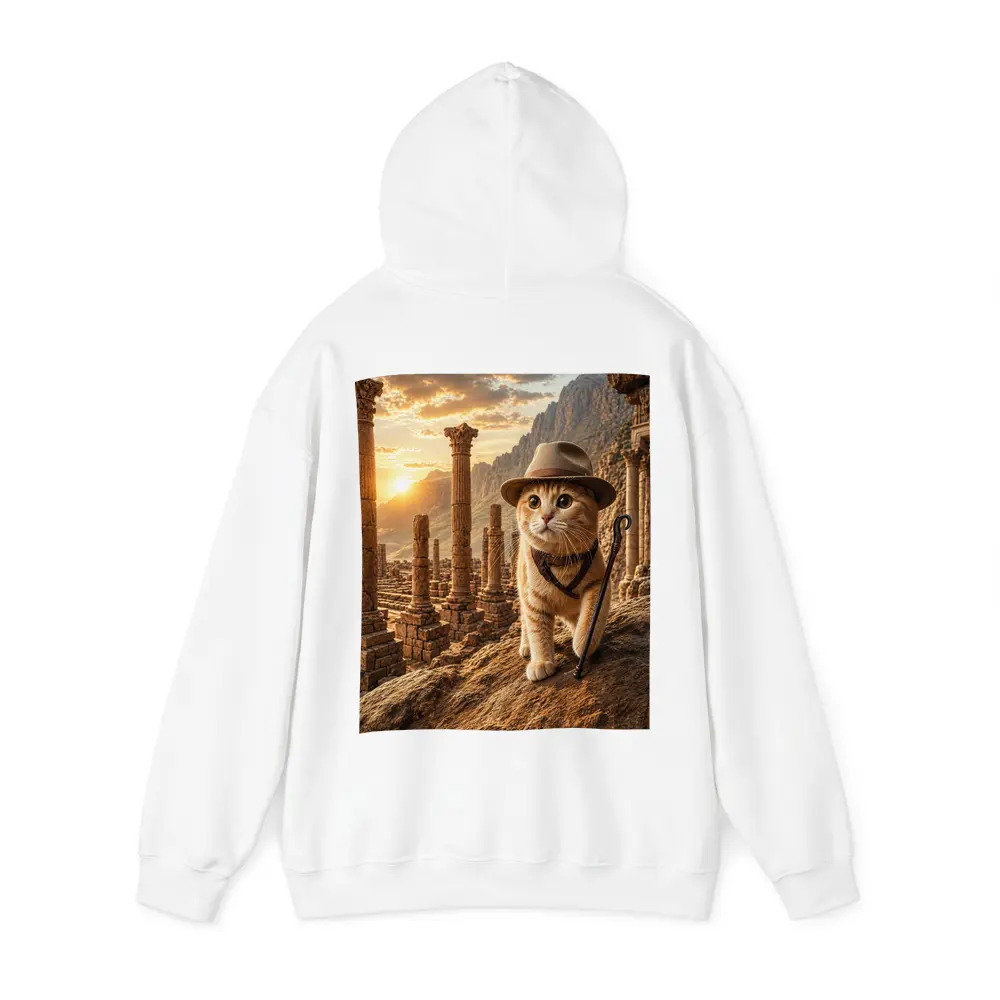 Adventure Cat Explorer Ancient Ruins Sunset – Hoodies