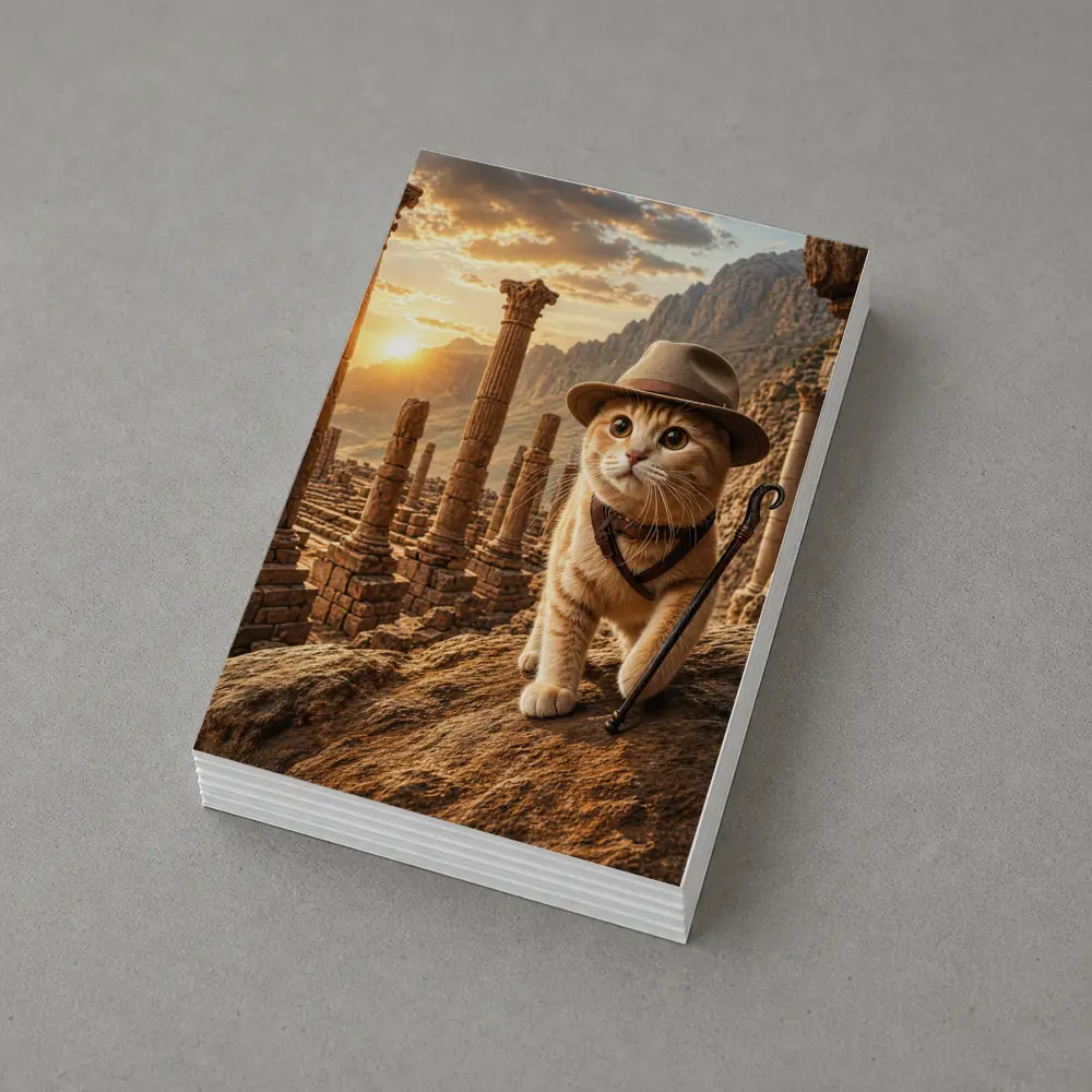 Adventure Cat Explorer Ancient Ruins Sunset – Postcards