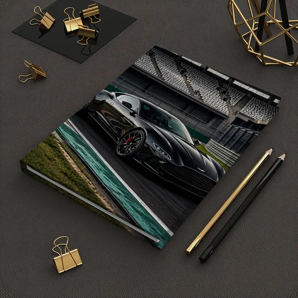 Aston Martin Vantage Black on Racing Track – Notebooks