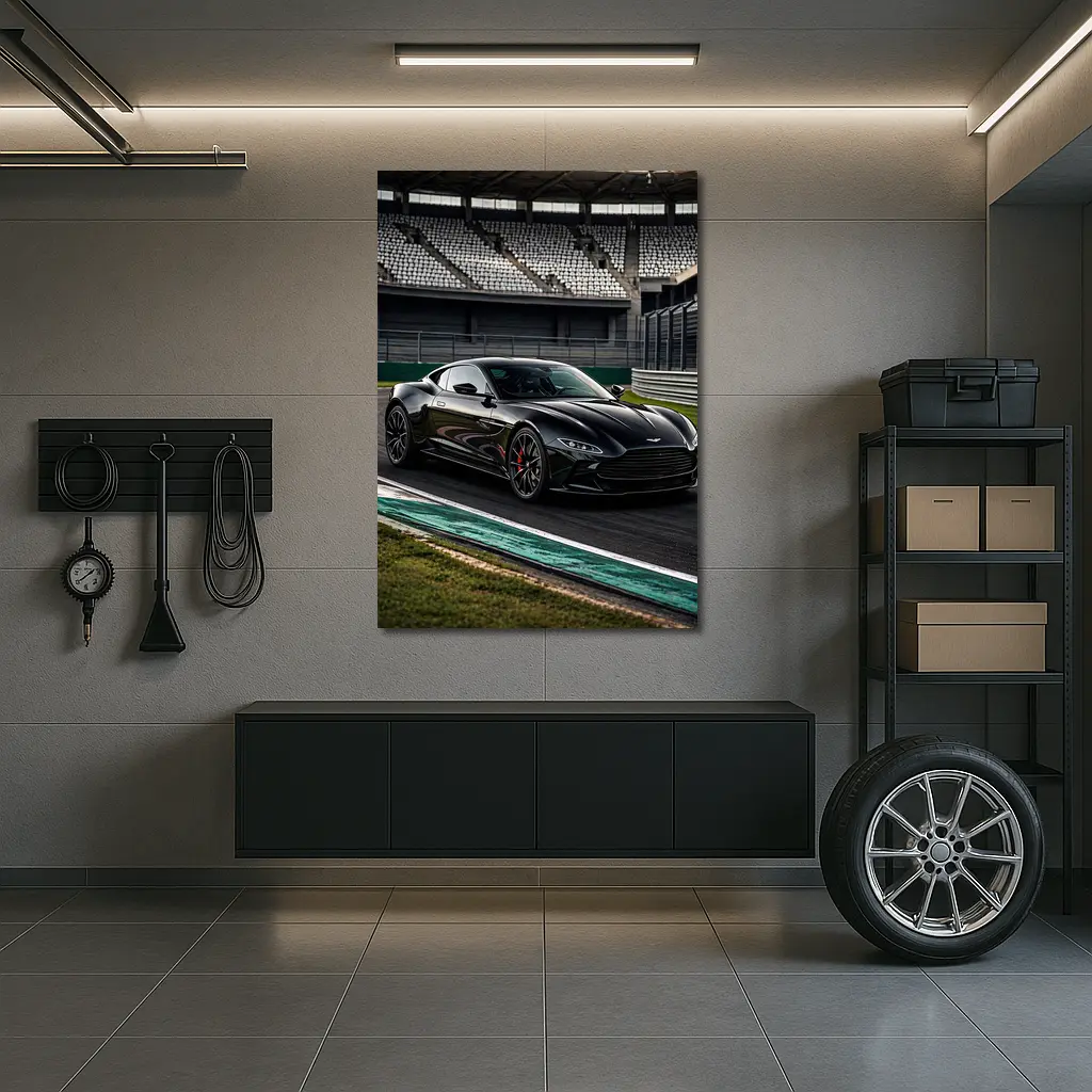 Aston Martin Vantage Black on Racing Track – Wall Art