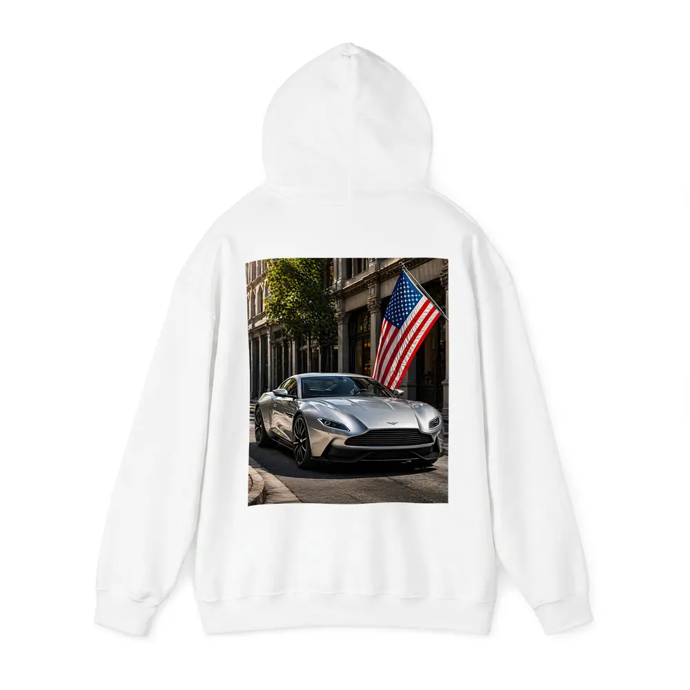 Aston Martin DB11 Silver American Flag Street – Hoodies