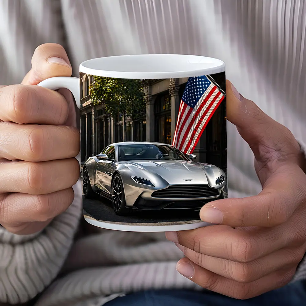 Aston Martin DB11 Silver American Flag Street – Mugs