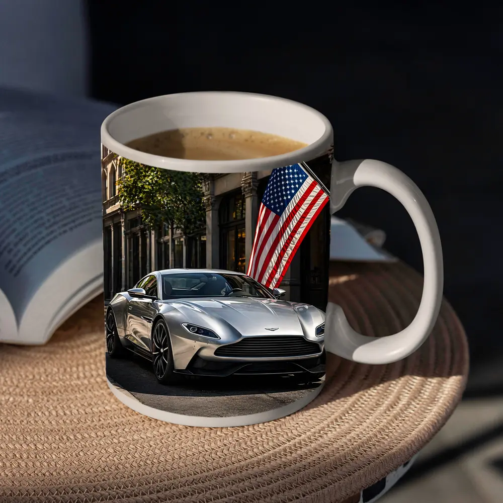 Aston Martin DB11 Silver American Flag Street – Mugs