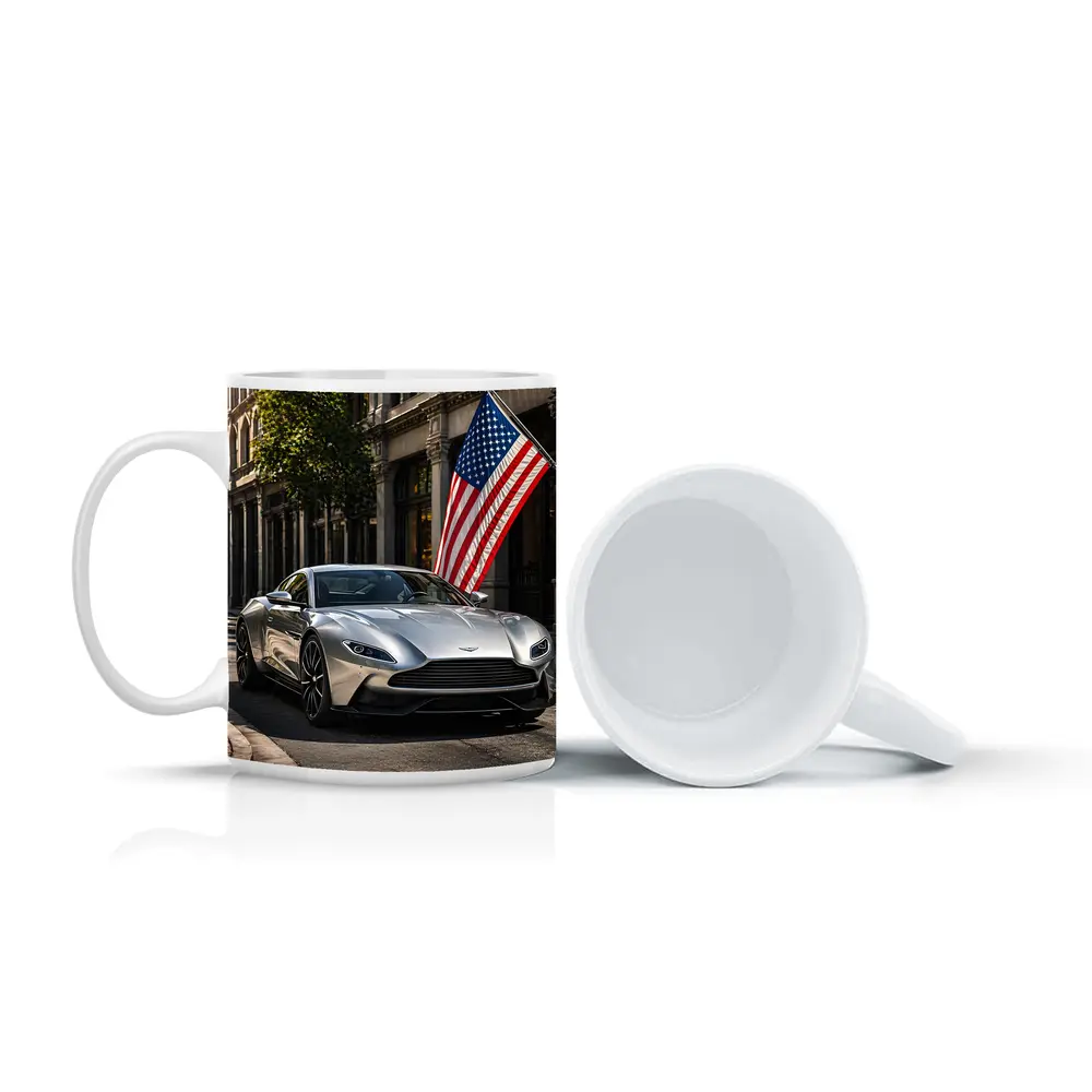 Aston Martin DB11 Silver American Flag Street – Mugs