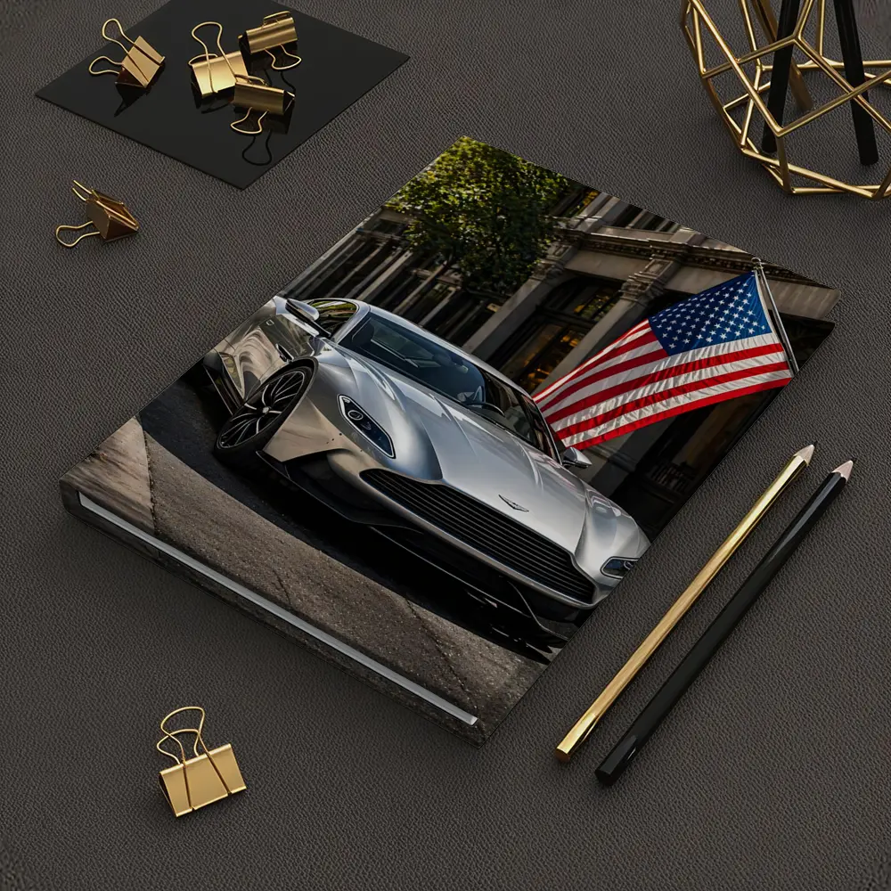 Aston Martin DB11 Silver American Flag Street – Notebooks