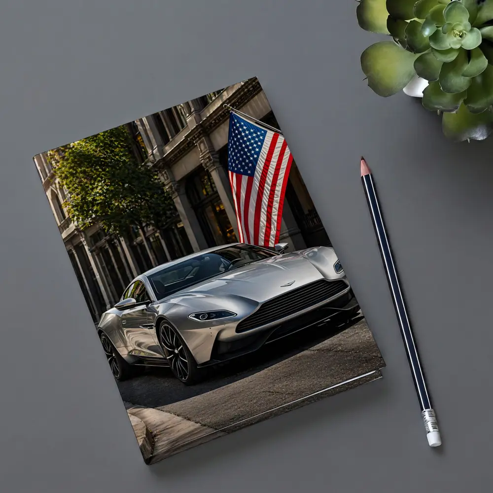 Aston Martin DB11 Silver American Flag Street – Notebooks