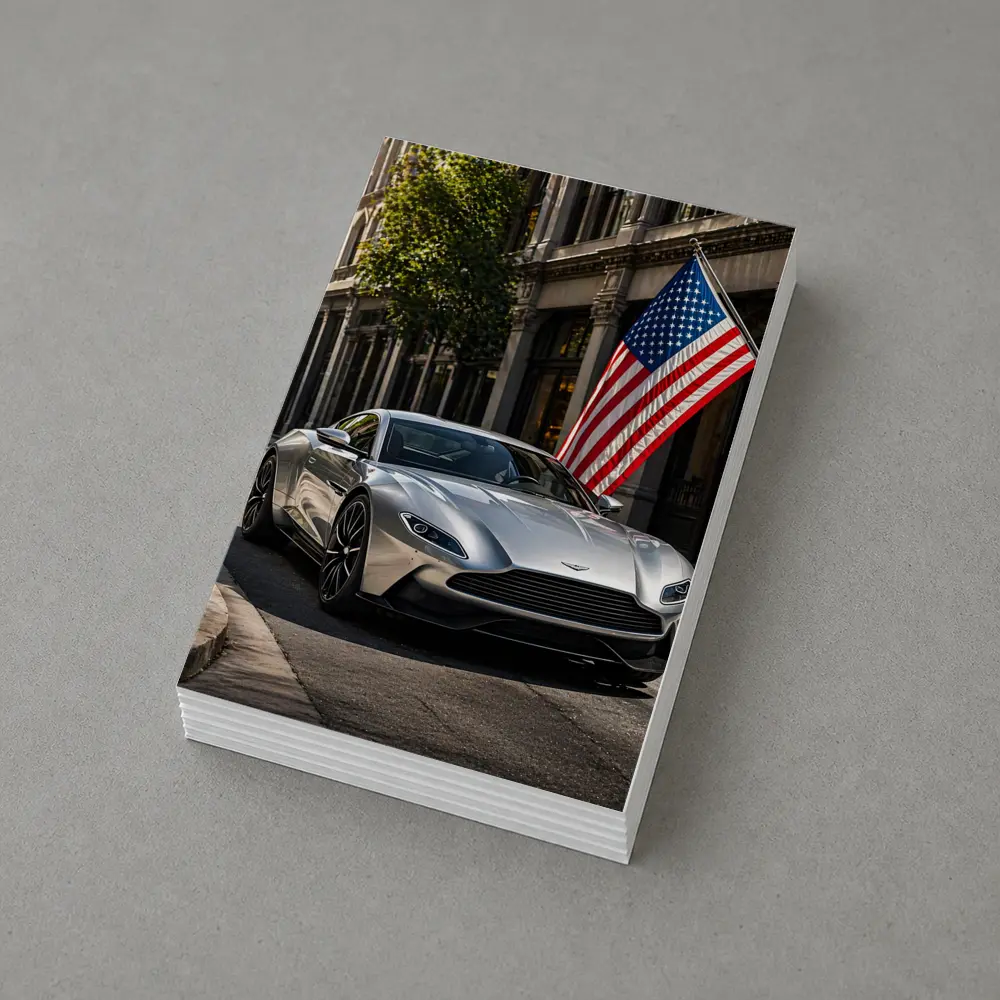 Aston Martin DB11 Silver American Flag Street – Postcards