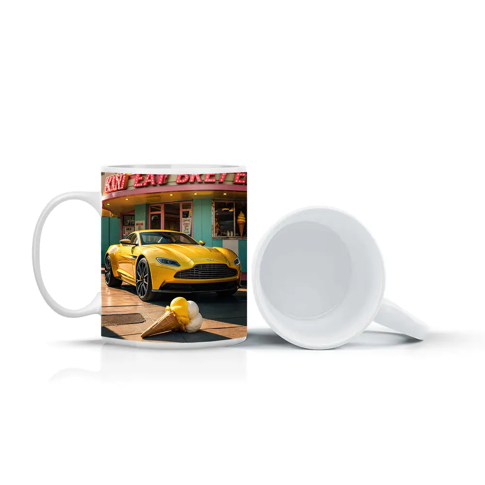 Aston Martin DB11 Yellow Retro Ice Cream Shop – Mugs