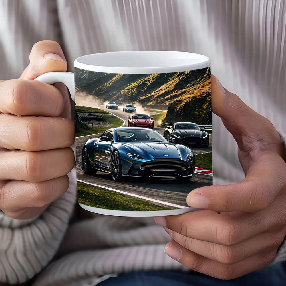 Aston Martin Vantage Racing Mountain Road Scene – Mugs