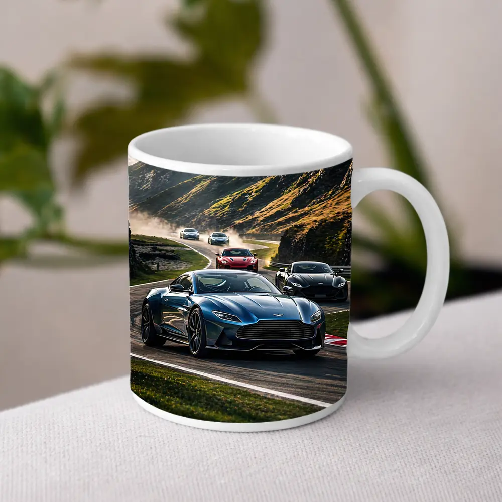 Aston Martin Vantage Racing Mountain Road Scene – Mugs