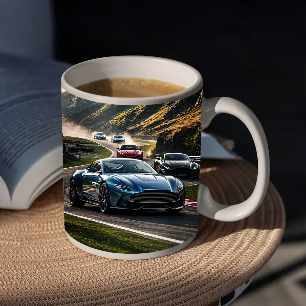 Aston Martin Vantage Racing Mountain Road Scene – Mugs