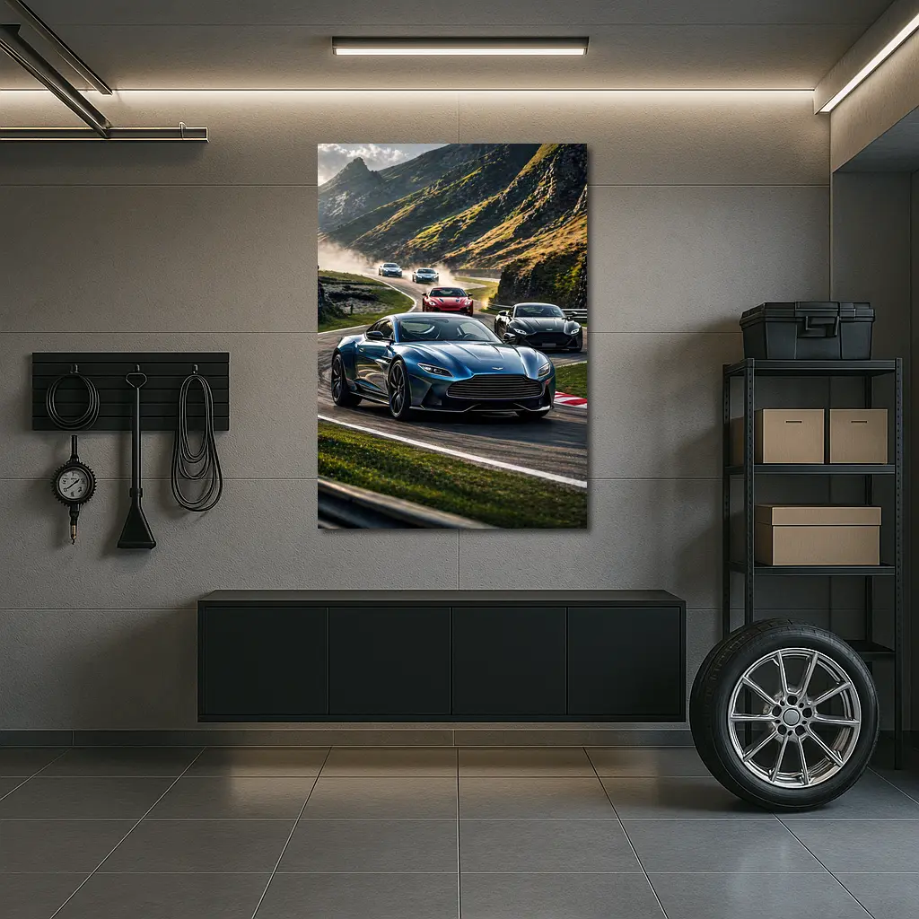Aston Martin Vantage Racing Mountain Road Scene – Wall Art