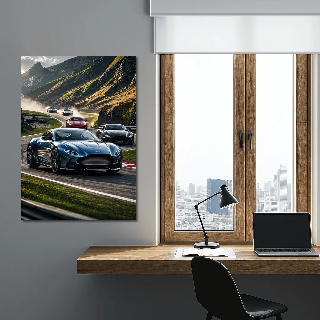 Aston Martin Vantage Racing Mountain Road Scene – Wall Art