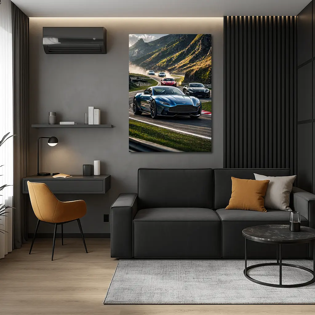 Aston Martin Vantage Racing Mountain Road Scene – Wall Art