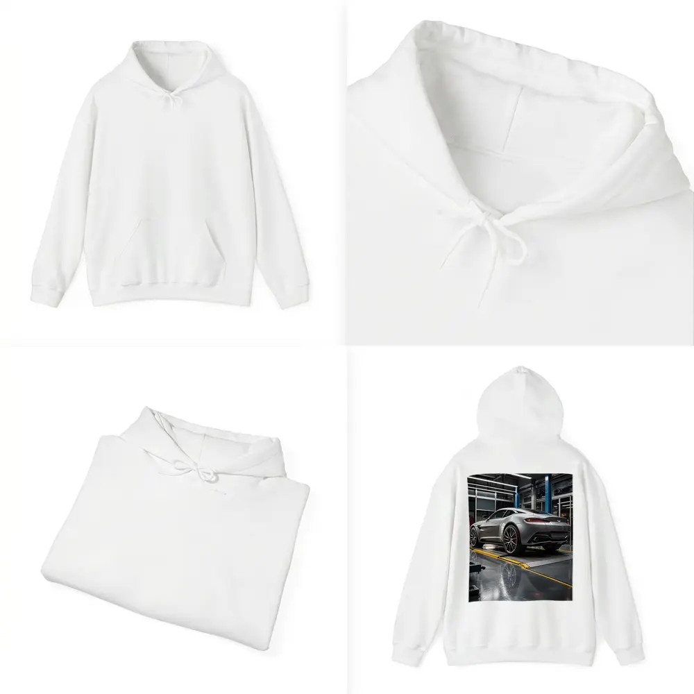 Aston Martin Vanquish Silver Inside Service Garage – Hoodies