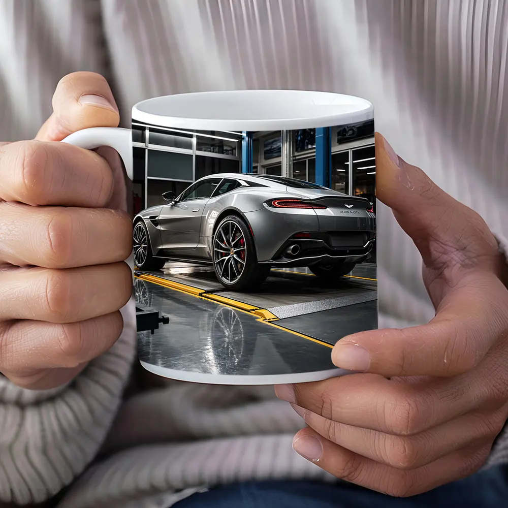 Aston Martin Vanquish Silver Inside Service Garage – Mugs