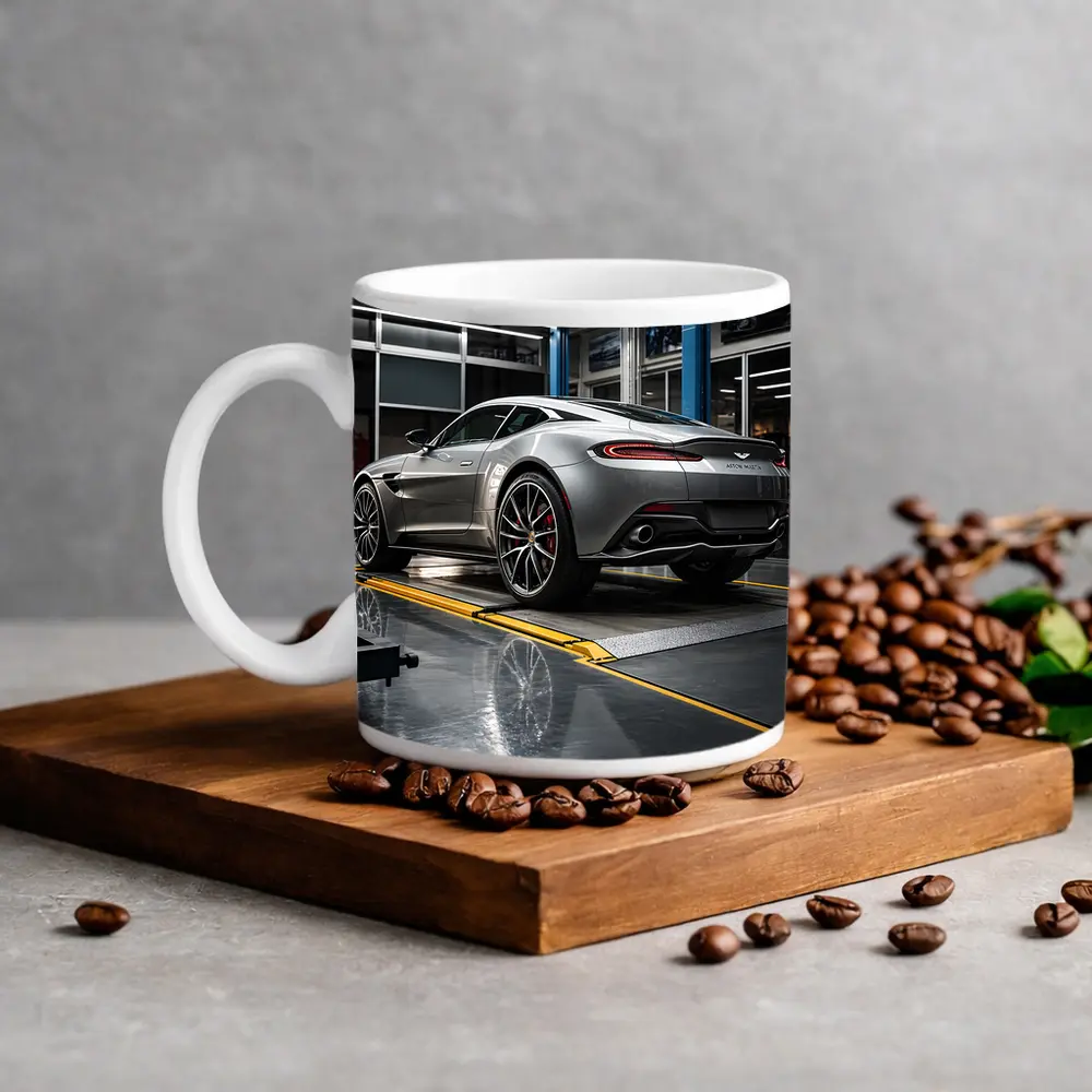 Aston Martin Vanquish Silver Inside Service Garage – Mugs
