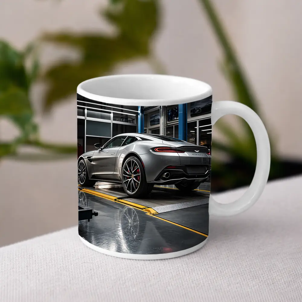 Aston Martin Vanquish Silver Inside Service Garage – Mugs