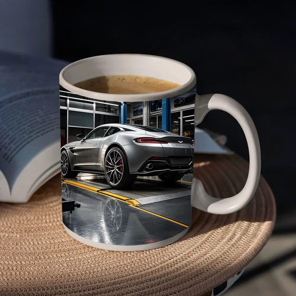 Aston Martin Vanquish Silver Inside Service Garage – Mugs