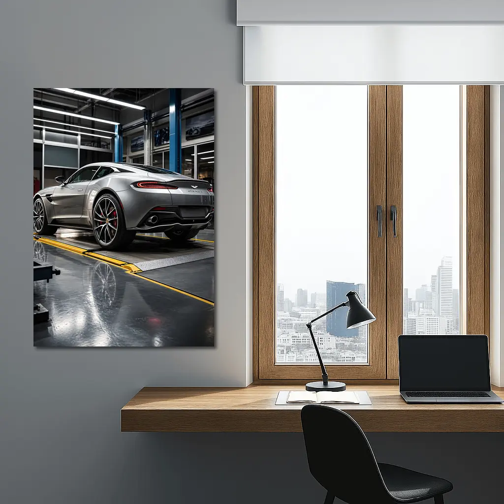 Aston Martin Vanquish Silver Inside Service Garage – Wall Art