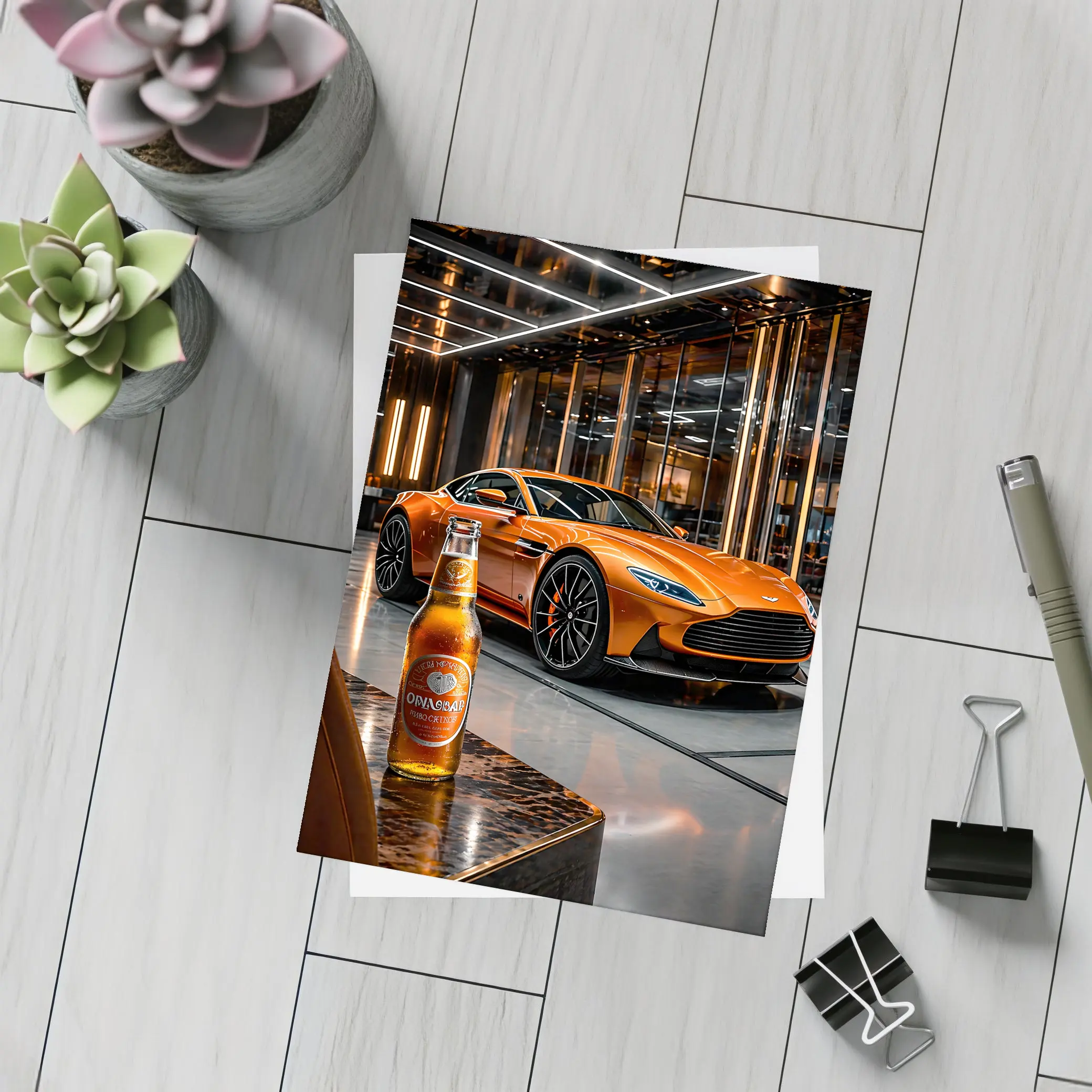 Aston Martin DB11 Orange Luxury Showroom – Postcards