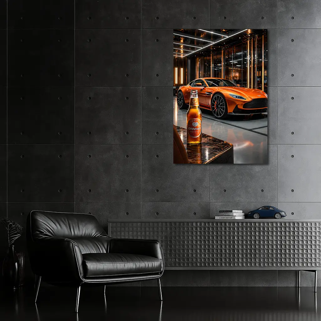 Aston Martin DB11 Orange Luxury Showroom – Wall Art