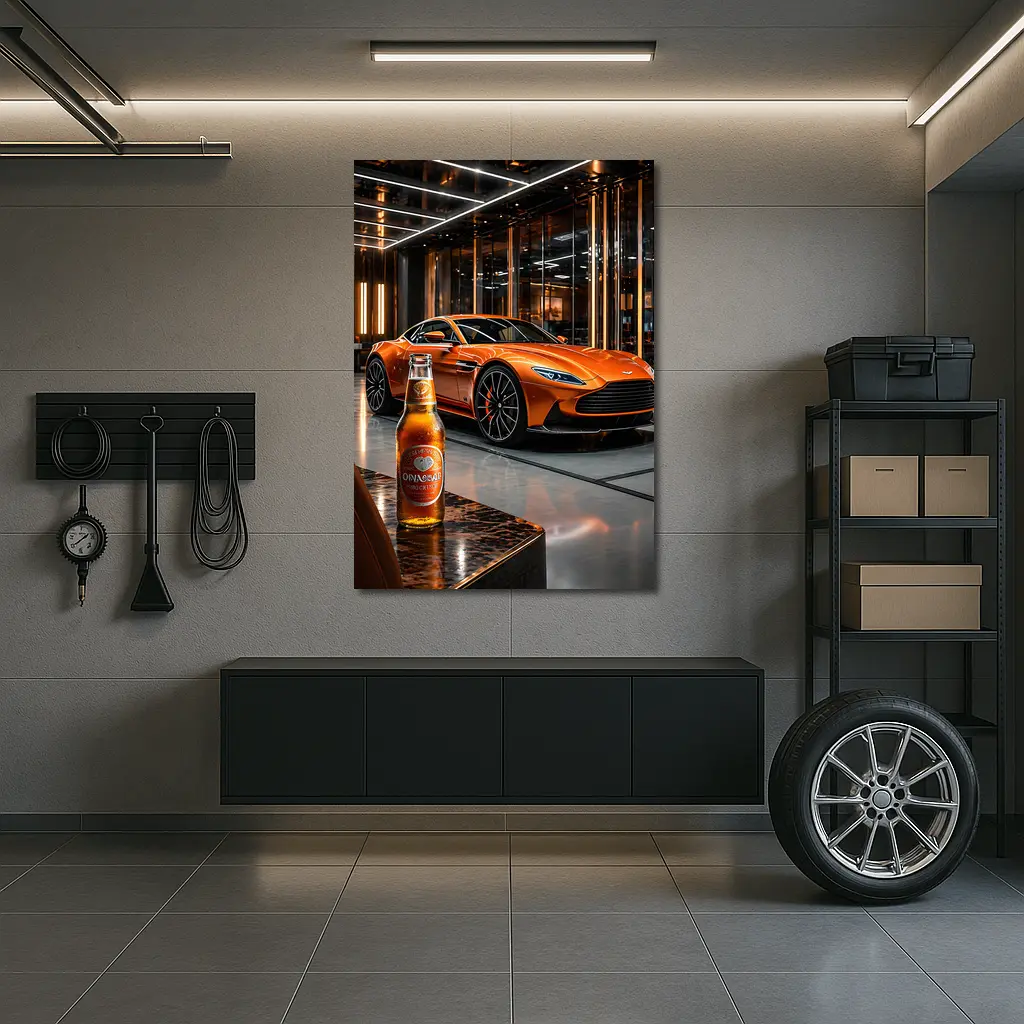 Aston Martin DB11 Orange Luxury Showroom – Wall Art