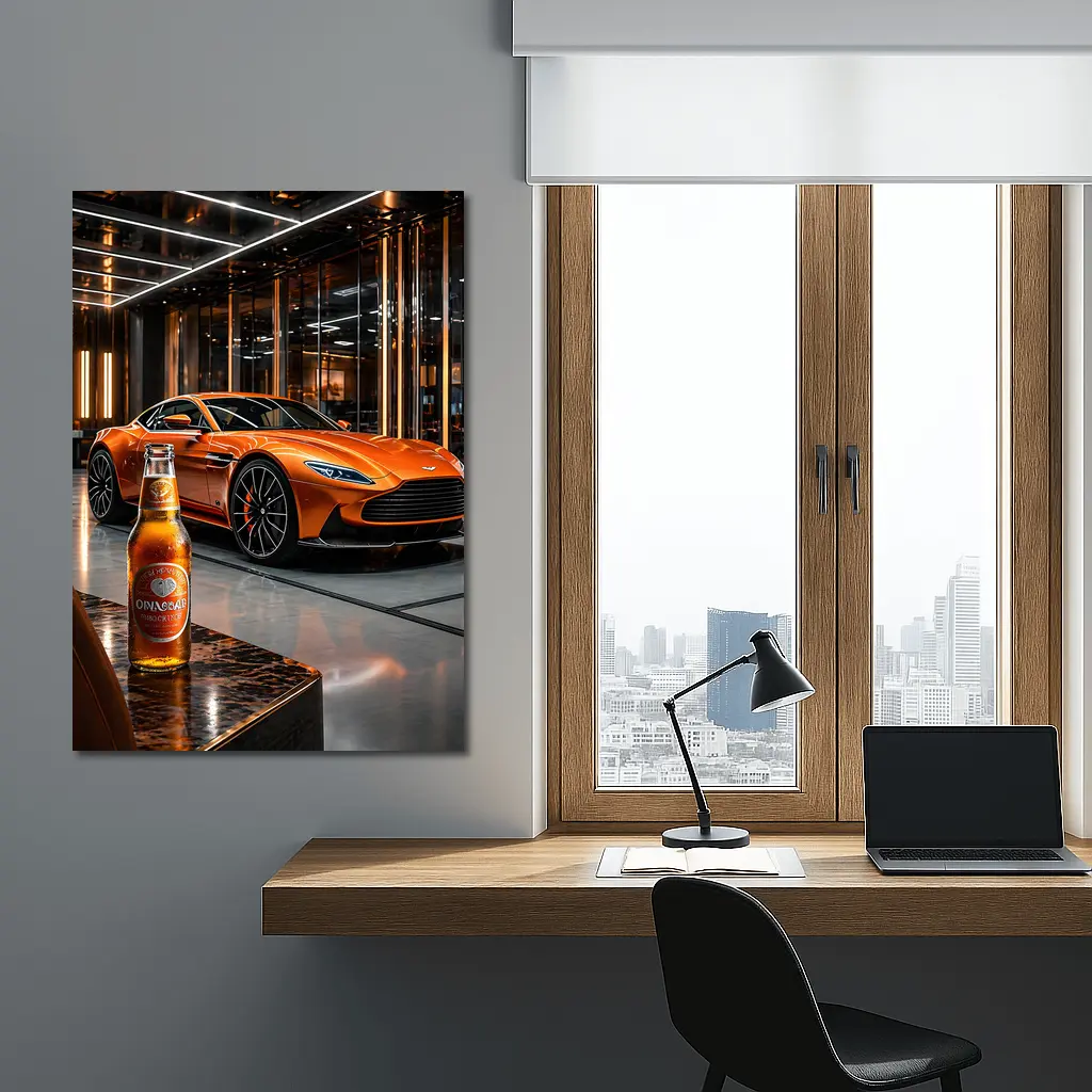 Aston Martin DB11 Orange Luxury Showroom – Wall Art