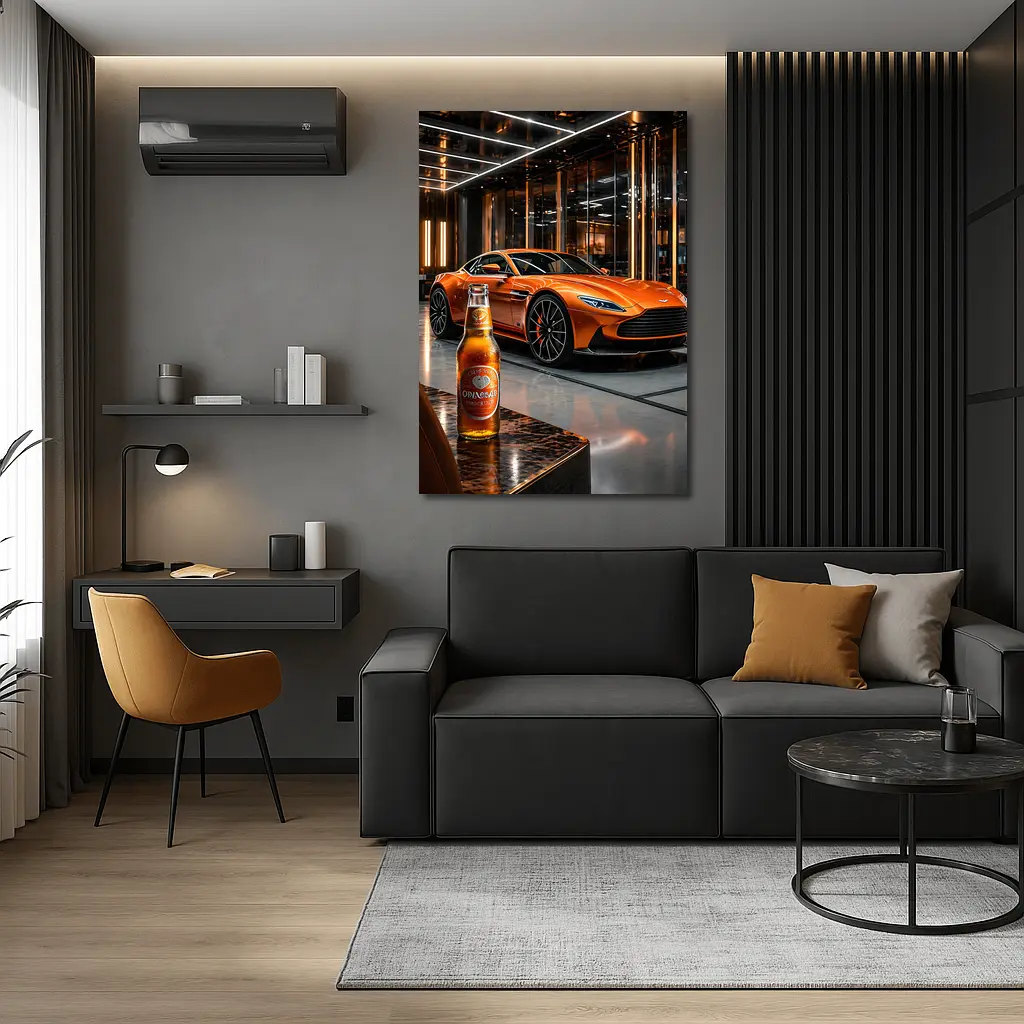 Aston Martin DB11 Orange Luxury Showroom – Wall Art