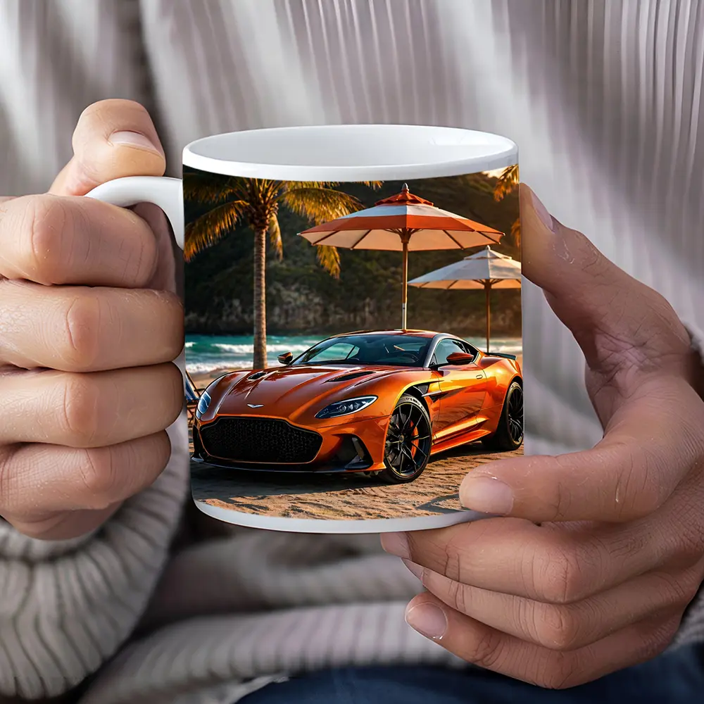Aston Martin DBS Superleggera Orange Beach Sunset – Mugs