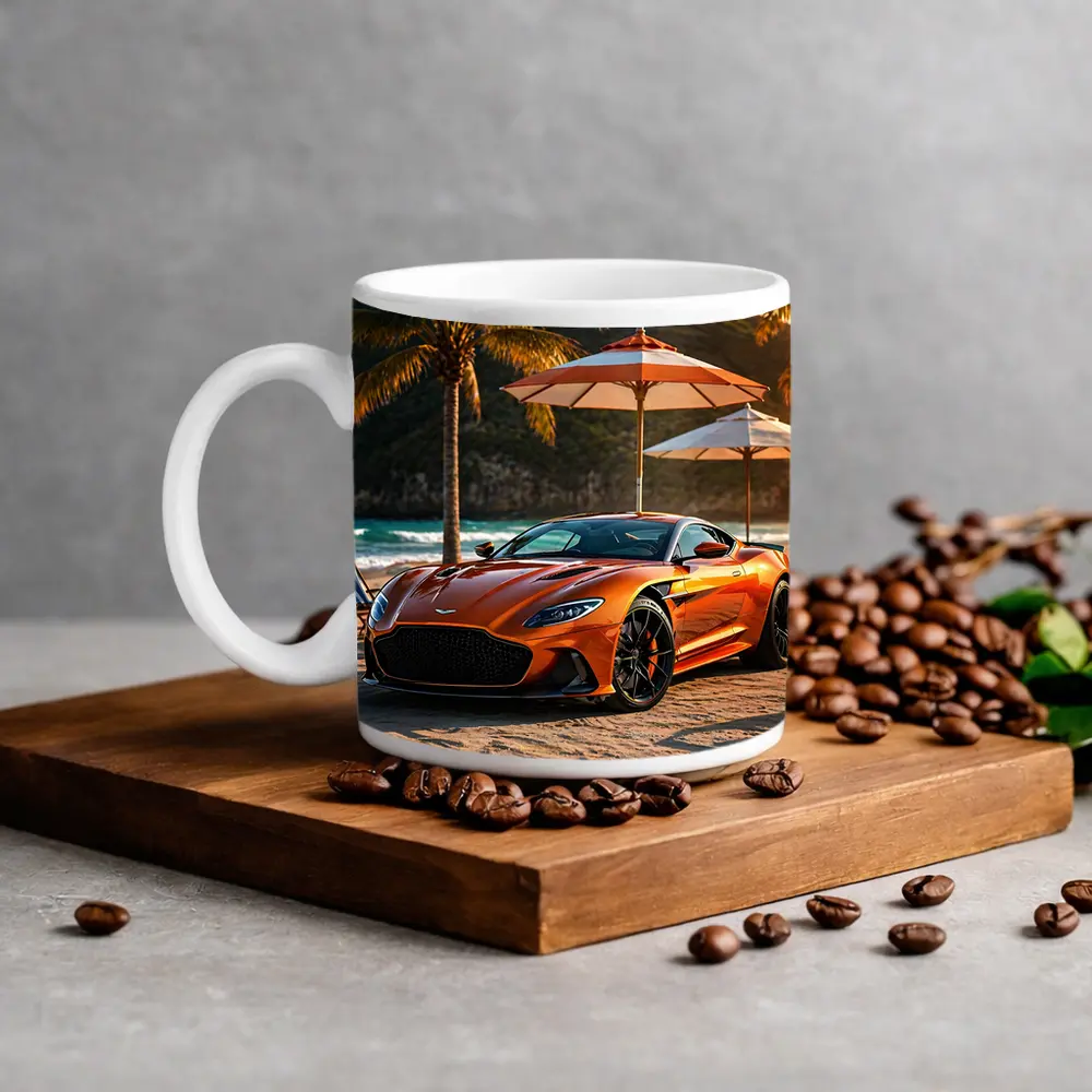 Aston Martin DBS Superleggera Orange Beach Sunset – Mugs