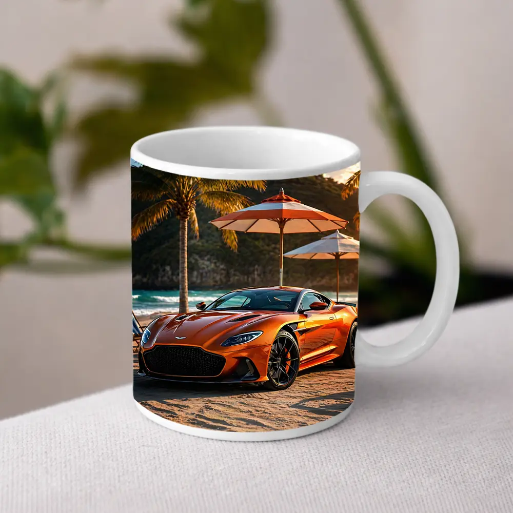 Aston Martin DBS Superleggera Orange Beach Sunset – Mugs