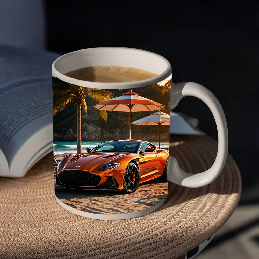 Aston Martin DBS Superleggera Orange Beach Sunset – Mugs