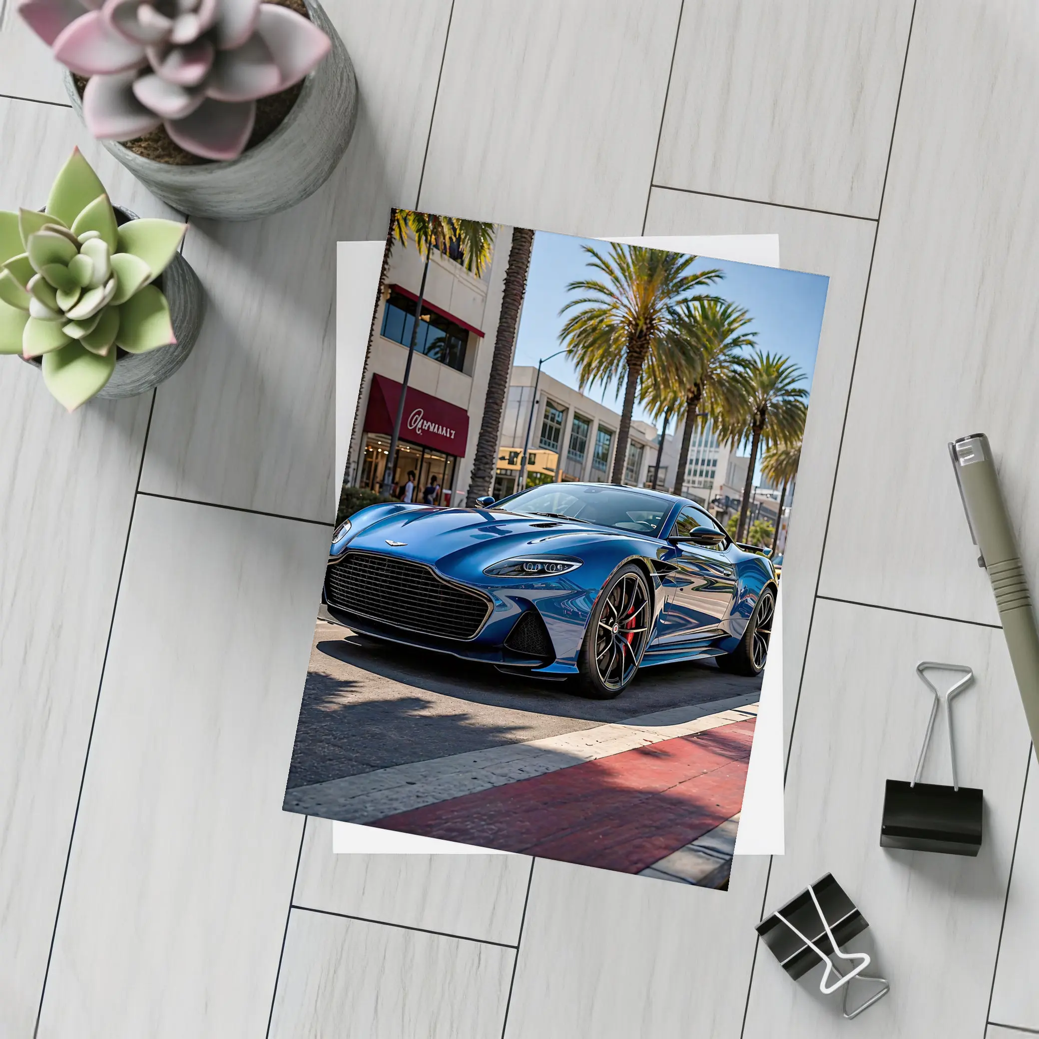 Aston Martin DBS Superleggera Blue Los Angeles – Postcards