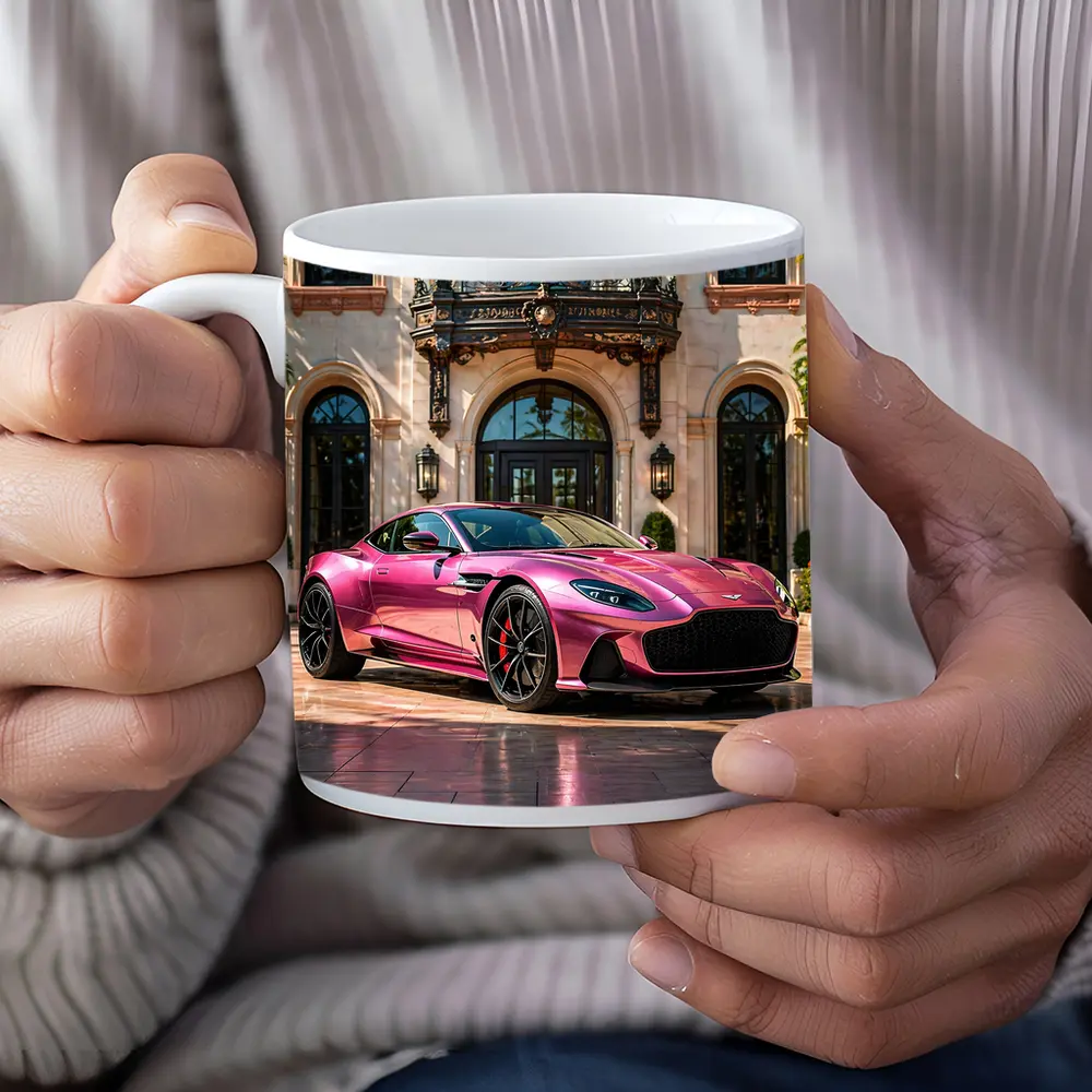 Aston Martin DBS Superleggera Pink Mansion Driveway – Mugs