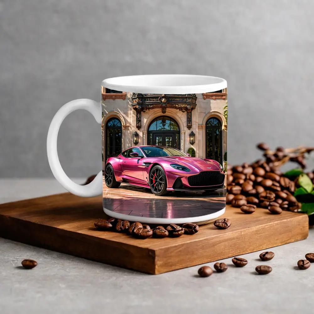 Aston Martin DBS Superleggera Pink Mansion Driveway – Mugs