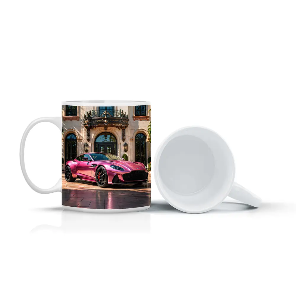 Aston Martin DBS Superleggera Pink Mansion Driveway – Mugs