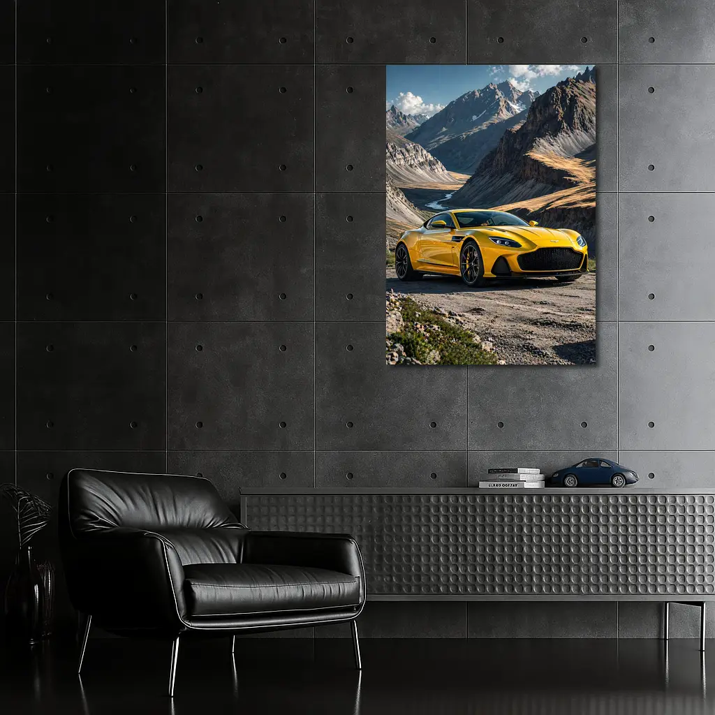 Aston Martin DBS Superleggera Yellow Mountain Road – Wall Art