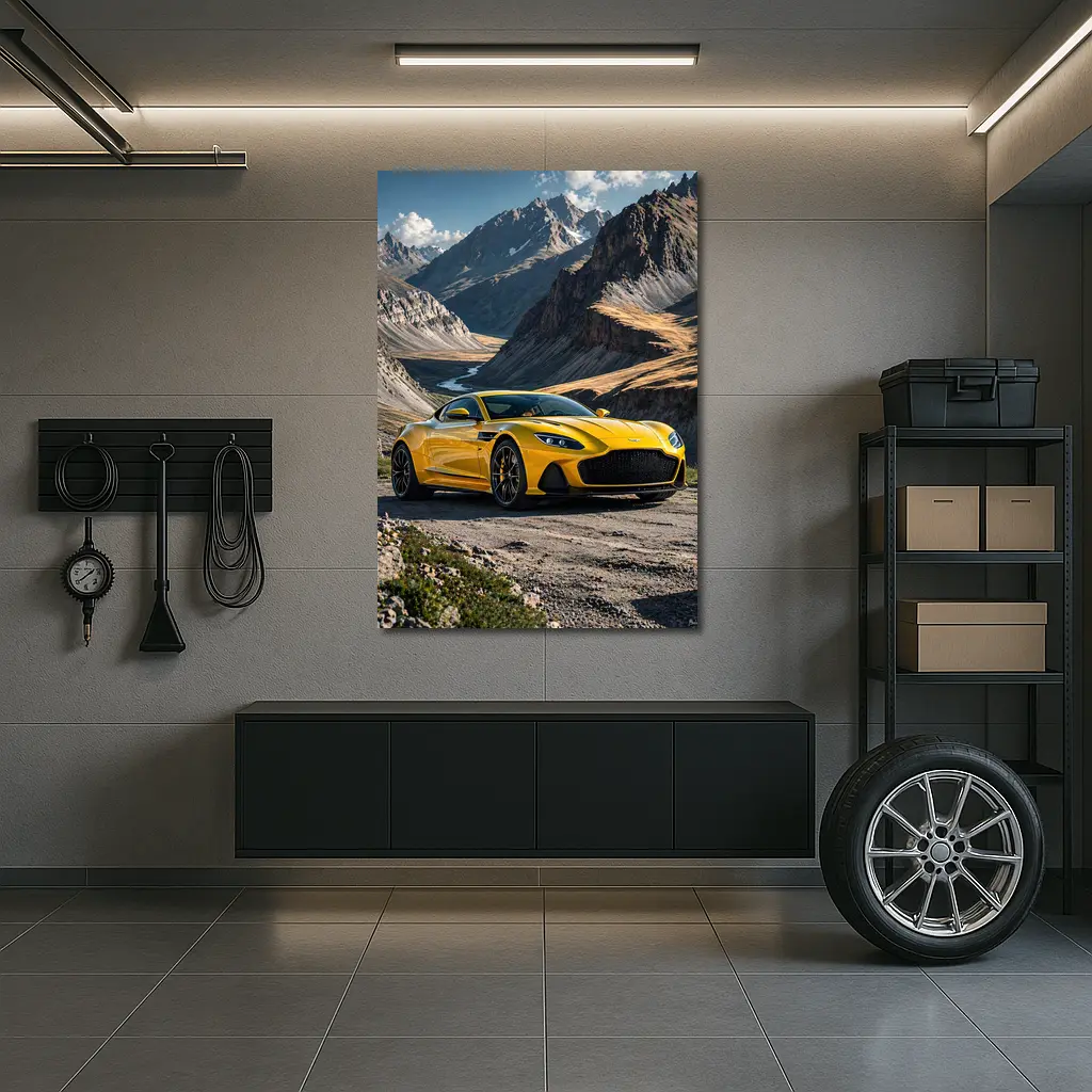 Aston Martin DBS Superleggera Yellow Mountain Road – Wall Art