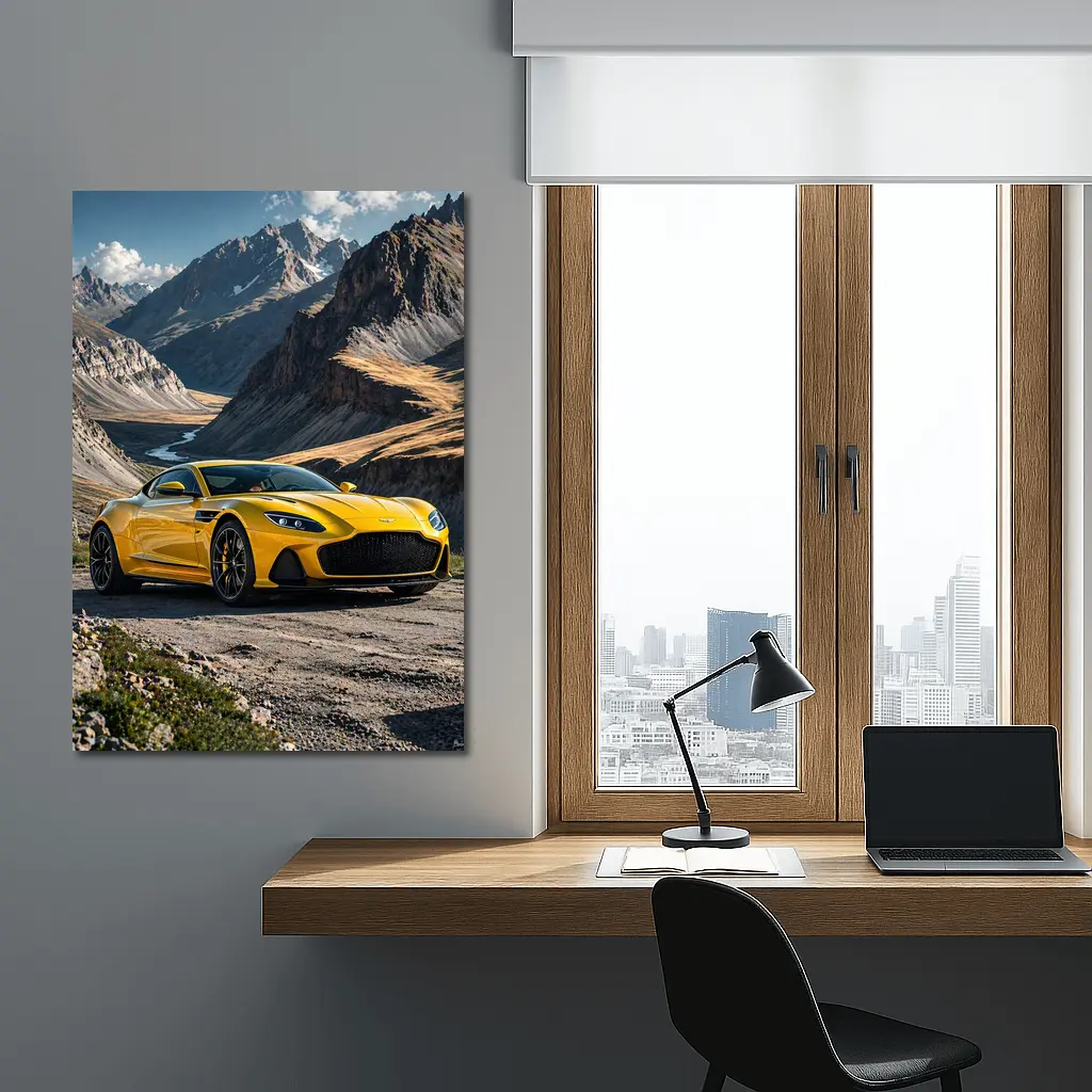 Aston Martin DBS Superleggera Yellow Mountain Road – Wall Art