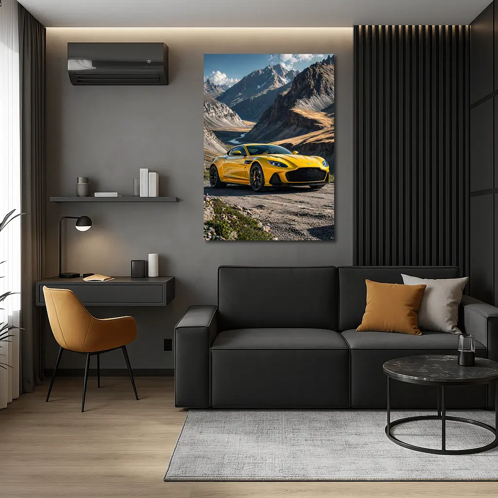 Aston Martin DBS Superleggera Yellow Mountain Road – Wall Art