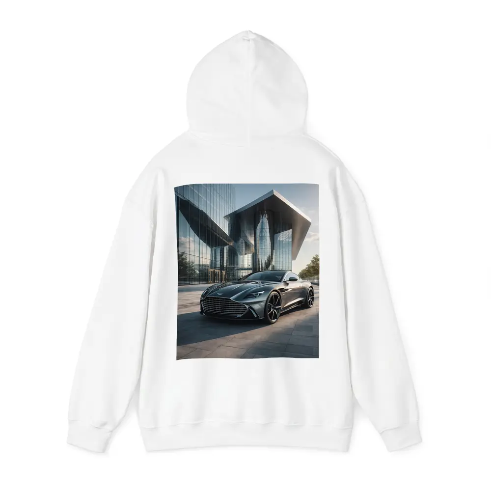 Aston Martin Vanquish Gray Modern Glass Building – Hoodies