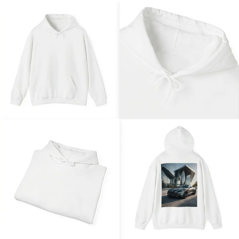 Aston Martin Vanquish Gray Modern Glass Building – Hoodies