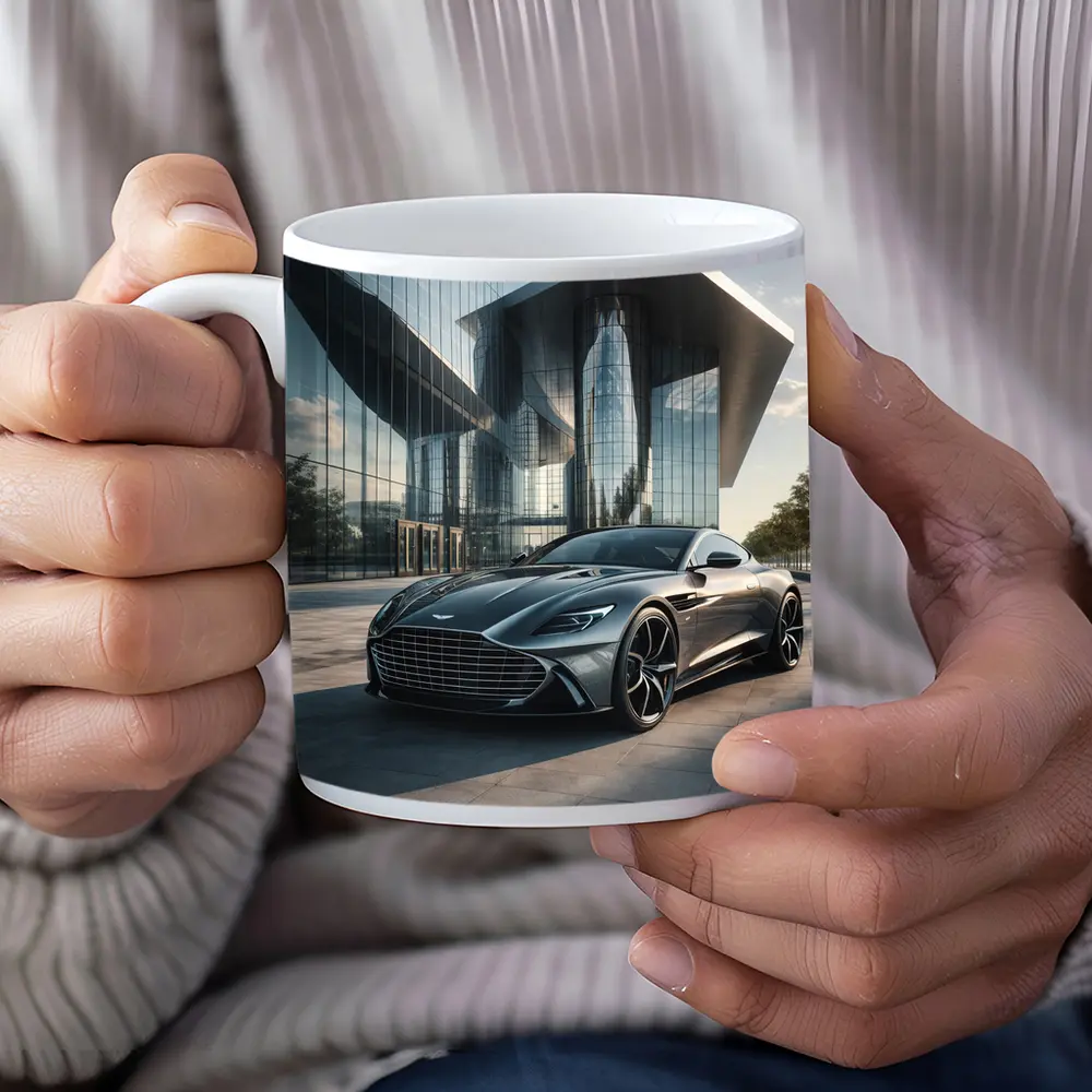 Aston Martin Vanquish Gray Modern Glass Building – Mugs
