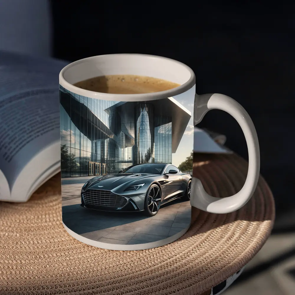 Aston Martin Vanquish Gray Modern Glass Building – Mugs