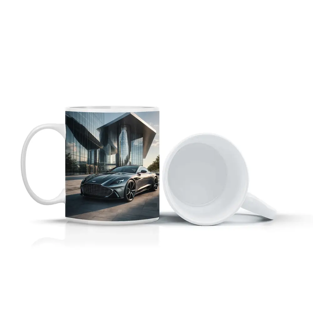 Aston Martin Vanquish Gray Modern Glass Building – Mugs