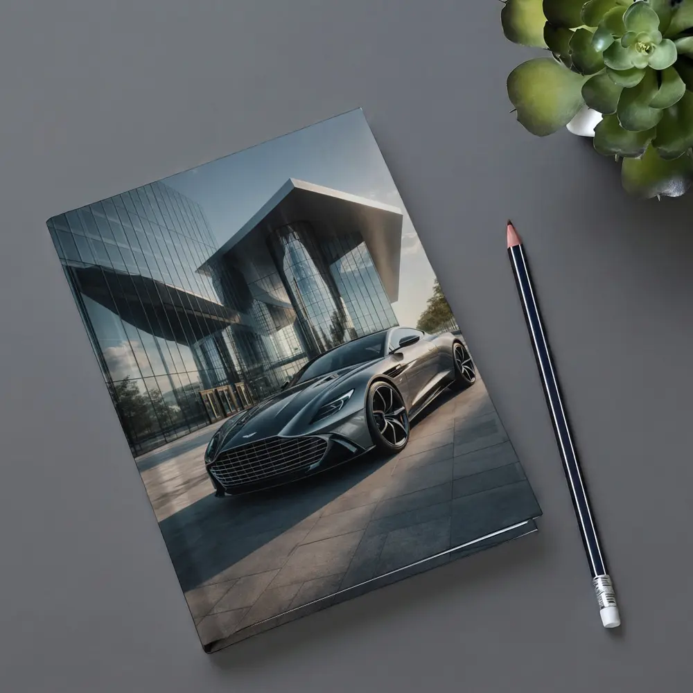 Aston Martin Vanquish Gray Modern Glass Building – Notebooks