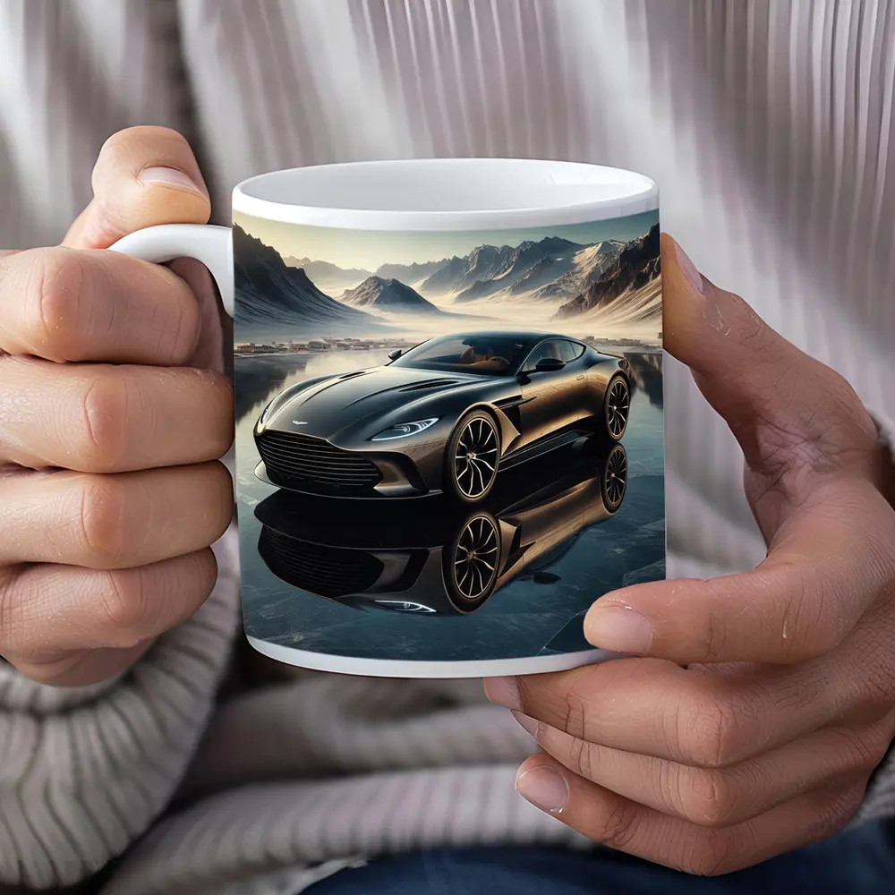 Aston Martin DB11 Black Icy Mountain Backdrop – Mugs