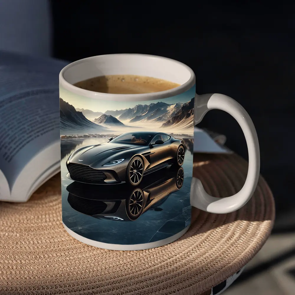 Aston Martin DB11 Black Icy Mountain Backdrop – Mugs