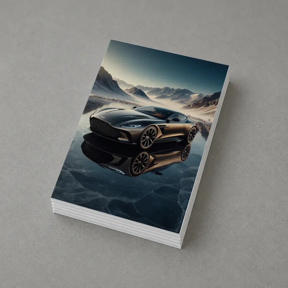 Aston Martin DB11 Black Icy Mountain Backdrop – Postcards